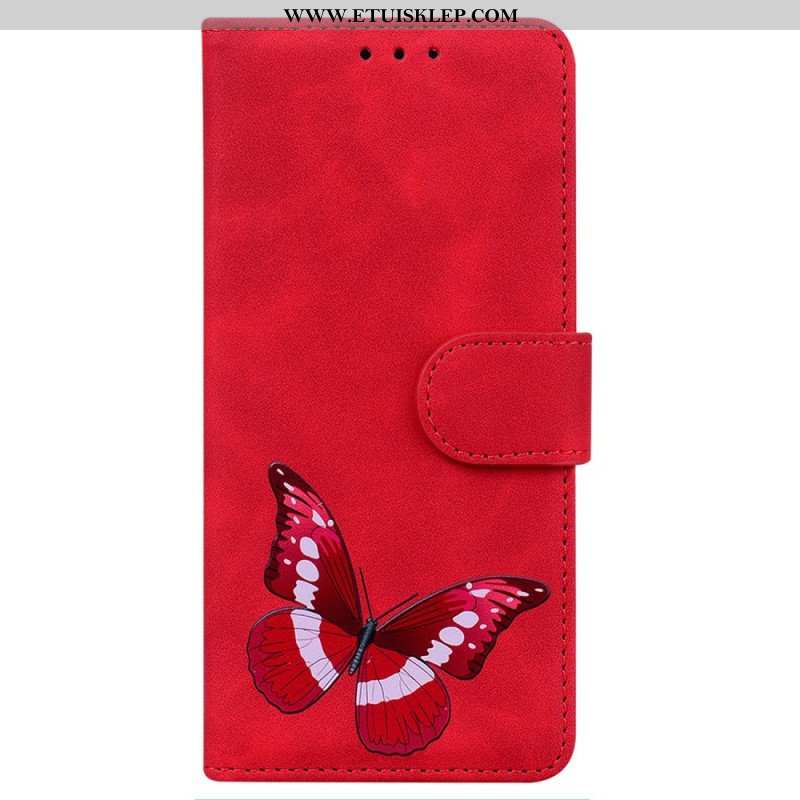 Etui Folio do Realme C35 Motyl Dotykający Skóry